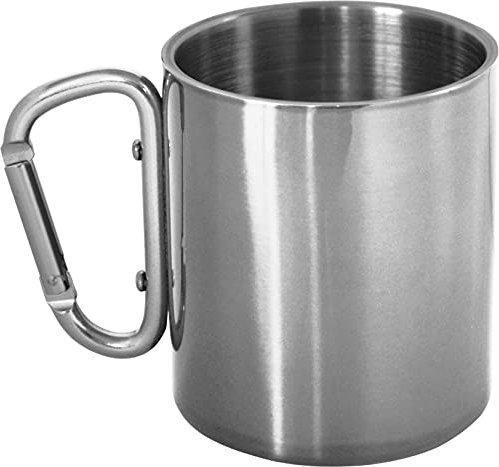 normani Doppelwandige Edelstahl Tasse 330 ml mit Karabinerhaken Farbe Silber