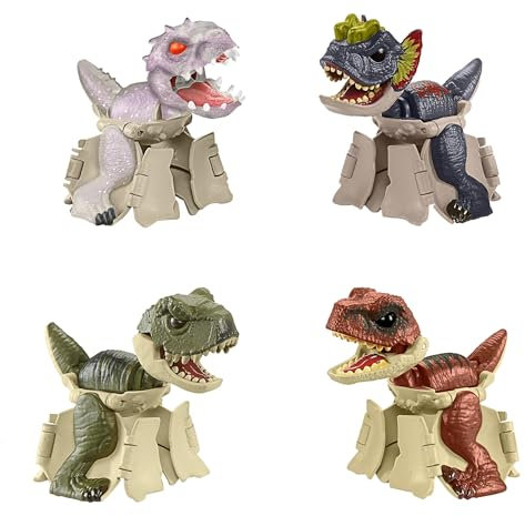 Mattel Jurassic World 4er-Pack Ei zu Dinosaurier“-Verwandlungsspielzeug, Hidden Hatchers-Figuren, Dinosaurier verwandelt sich in 8 Schritten, 2-in-1-Spielzeug HTP69