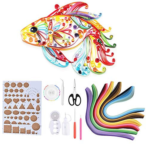 Uniquilling Paper Quilling Kit Tool 24 × 16 × 5 14pcs Paper Quilling Diy Kits avec 6 Couleurs Quilling Strips Diy Crafts Tool Set