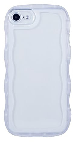 Eiyikof Compatible with iPhone 6S/6 Clear Case,Cute Solid Color Curly Wave Frame Transparent Soft Silicone Anti-Scratch Shockproof Protective Slim Case for Women Girls-White