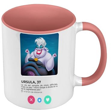 Mug de Couleur Qualité Premium Rose - Ursula Sirène Réseau Social Rencontre Amour - Tasse avec anse et intérieur de couleur