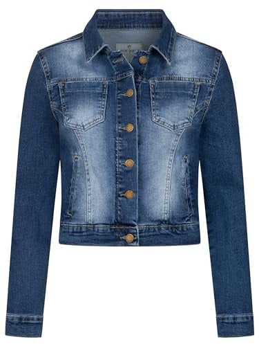 Rock Creek Damen Jeans Jacke Übergangs Jacke Denim Blouson Stretch Kurz Classic Jeansjacken Urban Stonewash D-493 Dunkelblau XL