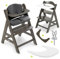 hauck Hochstuhl Alpha+ mit Tablett Click Tray und Sitzpolster - Mitwachsender Babystuhl aus Holz, Kinderhochstuhl ab 6 Monate, verstellbar - Charcoal
