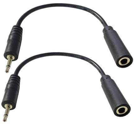 Seadream 2.5mm to 3.5mm Aux Audio Cable,2 Pack 15cm 2.5mm Mono Male to 3.5mm Mono Female Audio Jack Short Cable for Smartphone Headphone