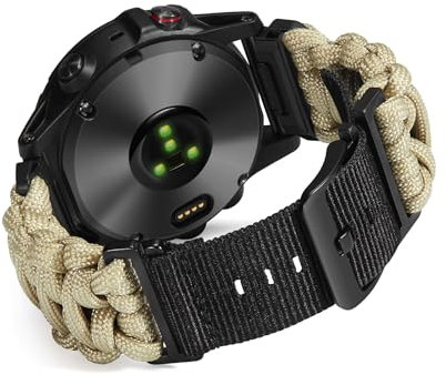 BINLUN Kompatibel mit Garmin Armband Nylon Paracord 550 20MM/22MM/26MM Militär Sports Robustes Für Quickfit-Armband Geflochtene Ersatzarmband Passt Für Fenix/für Forerunner/Für Descent/Für Instinct