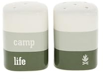 Pavilion Gift Company - Camp Life - 3 oz Salt & Pepper Ceramic Stoneware Shaker Set RV Camper Cabin Tent