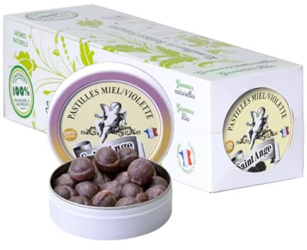 Lot de 10 boites Miel Violette Pastilles Saint-Ange Bonbons Traditionnels 100% Français Miel Violette