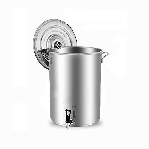 KLUFO Pentola Per Stufato Pentola Grande, Secchio Per Zuppa In Acciaio Inossidabile Spesso Per Uso Alimentare 304(Con Rubinetto), Può Essere Un Coperchio Verticale, 25Cm*40Cm(20L) (Colore : Argent