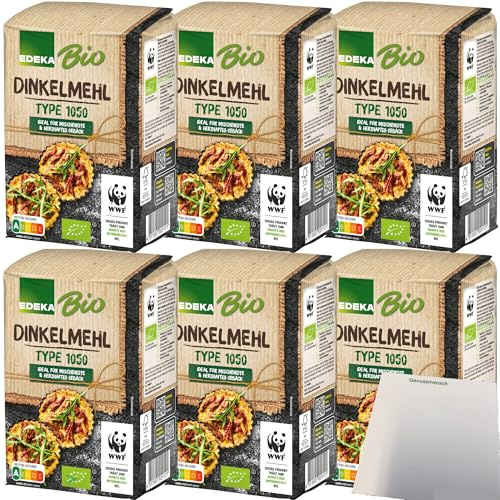 Edeka Bio Dinkelmehl Type 1050 ideal für Mischbrote und herzhaftes Gebäck 6er Pack (6x1kg Packung) + usy Block