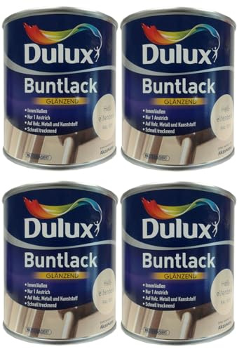4 x 250ml Dulux Buntlack Glänzend Innen/Außen 1 L, Farbwahl, Farbe:hellelfenbein