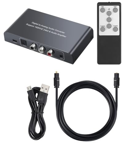Greethga Audio-Konverter mit IR-Fernbedienung, digitaler Koaxial-Toslink-auf-Analog-Stereo, 3,5-mm-Audio-Adapter, 192 kHz, 24 Bit