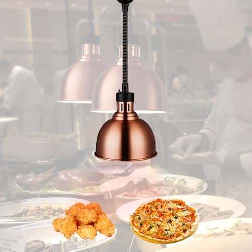 DBMGB Lampe Chauffante de Cuisine Suspendu avec Ampoule 250W (1 pcs) | Lampe Chauffe-Plats Buffet, Lampe Infrarouge Chauffante Restaurant pour Steak Pizza, Hauteur Réglable 60-180cm