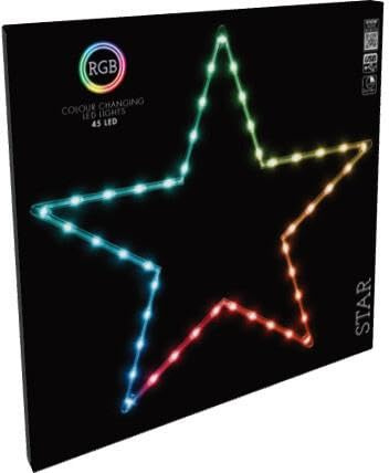 Carousel Home Christmas Star LED RGB Light | 60cm Diameter, 45 LED Lights, Battery Operated, Indoor Use, USB Controlled, Star Decoration