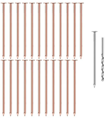25Pcs Coppers Nails Spikes Tree Stump Killers Nails with 1 Steels Nails 1 Drills Bit Nails Stump Removal Spikes Easy to Use