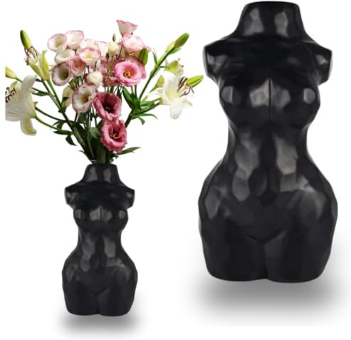 Dekovase Frauenkörper, Vase aus Keramik, Blumenvase, Weibliche Körpervase Körper Vase (Schwarz)