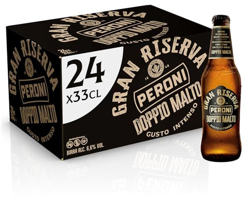 Peroni Gran Riserva Doppio Malto, Cassa con 24 Birre in Bottiglia da 33 cl, 7.92 L, Birra dal Gusto Intenso ed Equilibrato Leggermente Speziato, Gradazione Alcolica 6.6% Vol