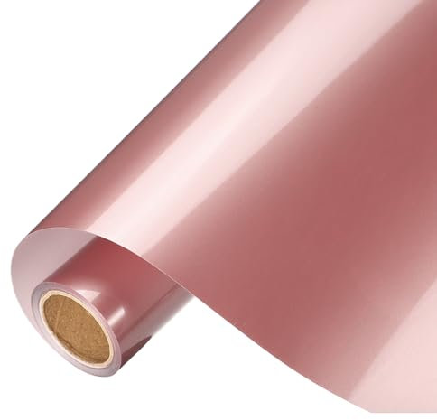 sourcing map Rose Gold Heat Transfer Vinyl, 10 Inch x 8ft Iron-on Vinyl Roll for Decal Cutting, Signs, Scrapbooking, DIY Craft, Home Decoration