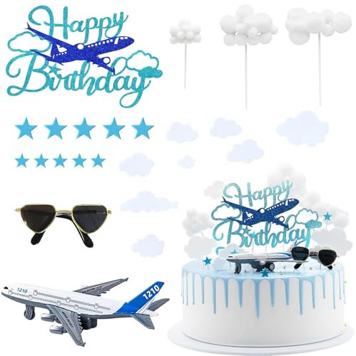 Flugzeug Kuchendekoration, 24 PCS Tortendeko Flugzeugs, Flugzaug Cupcake Topper, Flugzaugs Kuchen Toppers, Themen Kindergeburtstag Deko für Geburtstage, Partys, Hochzeiten, Babypartys (Flugzeug)
