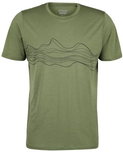 Stoic Herren Merino155 LaholmSt. Print T-Shirt Lines Merinoshirt