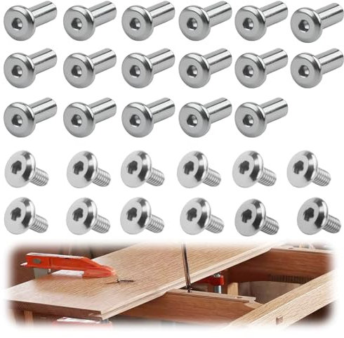 Vis Relieuse M4, vis assemblage meuble M4x12mm 20 pièces avec clé hexagonale, connecteurs d’armoire pour panneaux en bois portes armoires chaises, acier inoxydable résistant durable serrage fiable