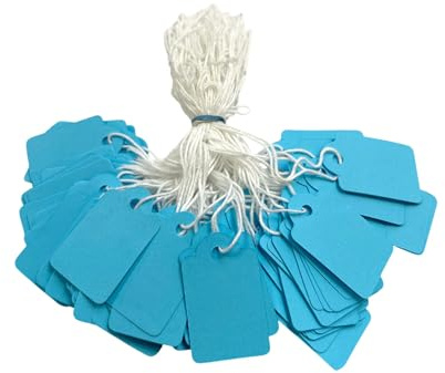 Pack of 100 Medium Blue Strung Tags Price Tickets 25 x 39mm