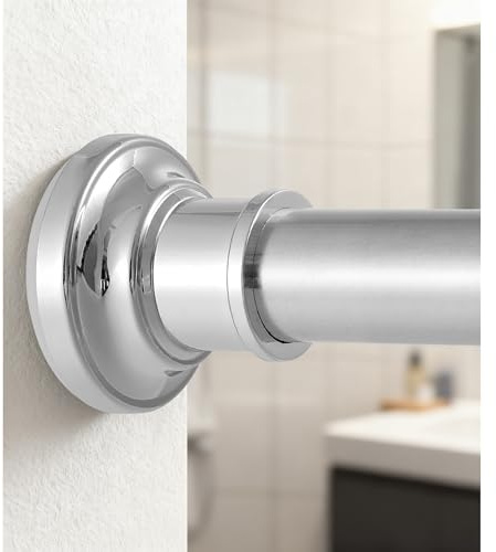 Poskena Silber Teleskop-Klemmstange,28mm Gardinenstange Ohne Bohren | Duschvorhangstange zum Klemmen, Hochwertiger Edelstahl, Schwere Duschstange für Schlafzimmer, Badezimmer