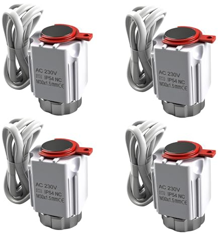 Stellantrieb Fussbodenheizung 230 V, VA80 Stellmotor für Fußbodenheizung M30 x 1,5 mm NC Stromlos geschlossen für Fußbodenheizung und Heizkreisverteilern (4)