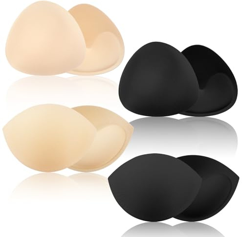 Trinkrittey 4 Pairs Bra Pads Inserts, Small Size Bra Inserts Breast Enhancers Replacement Women's Push up Breast Pads for Swimsuit