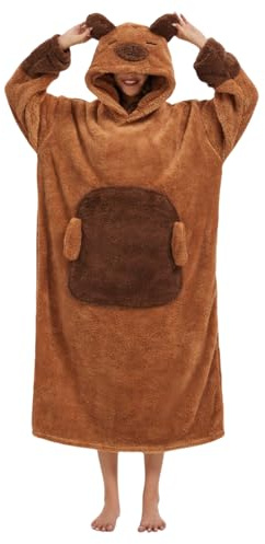 Xinlong Hoodie Decke zum Anziehen Oversize Damen mit Ärmeln und Kapuze Panda Deckenpullover Unisex Tragbare Decken Tiere Ärmeldecke