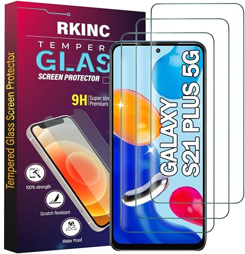 RKINC 3 Stück, Panzerglas Schutz Glas für Samsung Galaxy S21 Plus, Panzer HD Fingerabdruck-Unterstützung Displayschutzfolie, 0,33 mm kratzfest, blasenfrei, splitterfrei
