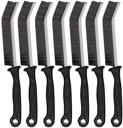 Luxzio Crevice Cleaning Brush Set, Hard Bristle Grout Brush, 7-Pack