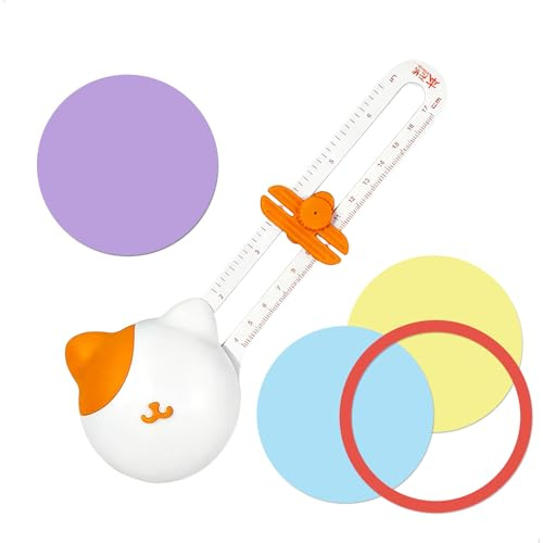 Cutter Circulaire, Coupe Papier Rond Réglable, Perforatrice Angle Arrondi avec Échelle Claire, Découpe des Papiers Ronds d'un Diamètres 10-32 cm, pour Paper, Carton, Albums, Photos, Cartes