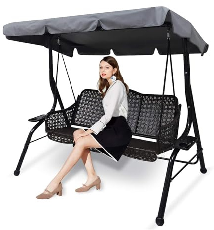 JWRHUH Hollywoodschaukel Abdeckung,Langlebig Stabil Abdeckung HollywoodschaukelnDach Wasserdicht Winddicht UV-Stoff,Geeignet für Hollywoodschaukel Dachbezug Garten Schaukel Dach(L)