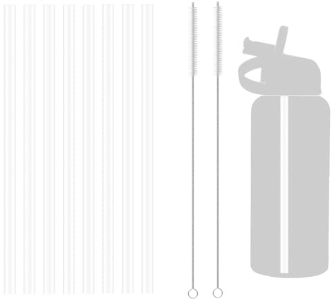 YFYWINSH 8 Pailles Rechange Compatibles avec Tasses Stanley 40 Oz Et 30 Oz Avec 2 Brosse De Nettoyage, Transparentes, Sans BPA, Set De Pailles De Rechange pour Les Verres À Boire Stanley's (24.7 Cm)