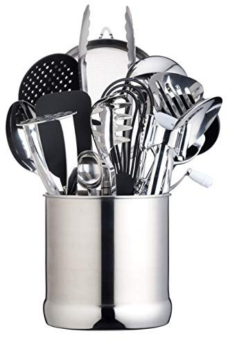 MasterClass Extra-Large Stainless Steel Kitchen Utensil Holder, Storage Jar Cookware Organiser, 18 x 18 cm - Silver