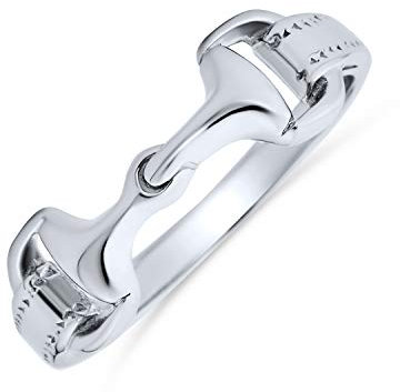 Personalisieren Cowgirl Equestrian Lieber Double Pferd Snaffle Bit Band Ring Western-Schmuck Für Frauen Teen .925 Sterling Silber Brauchizable