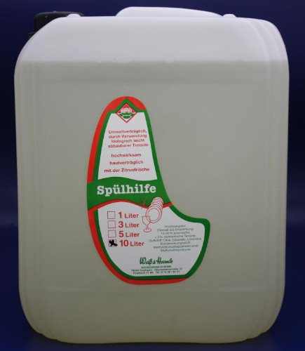 Wasserrose® 10 L Spülhilfe Handgeschirrspülmittel mit Citrusduft | Flüssiges Handgeschirrspülmittel für Geschirr, Besteck und Gläser – Dosierung 4–6 ml auf 5 L Wasser