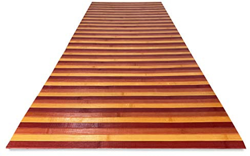Woody © Teppich aus Bambusholz, rutschfest, vielseitig einsetzbar, für Küche, Badezimmer, Eingangsbereich (50 x 240 cm, Bordeaux)