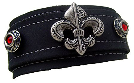 Wikel Lederarmband Farbe schwarz Fleur de LYS Armband Drachenauge