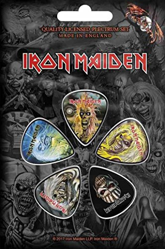 Bravado Iron Maiden The Faces Of Eddie 5-Piece Plektrum Set für Gitarre, Mehrfarbig, Kunststoff