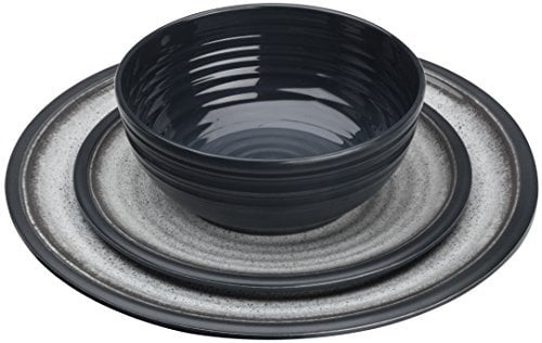 Flamefield GG0112 - Juego de comedor de melamina (12 piezas), color gris