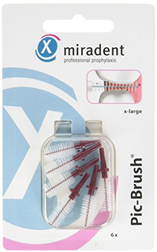 Mirandent Professional Prophylaxis - Pic-Brush Interdentalbürsten Set, Burgundy, XL, 4er Pack (4 x 6 Stück)
