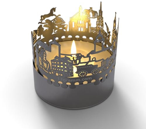Nürnberg Schattenspiel Kerzenaufsatz – Verwandeln Sie Ihr Zuhause mit magischem Lichtspiel, Silhouette der Stadt projiziert, ideales Souvenir für Nürnberg-Fans und Städteromantiker