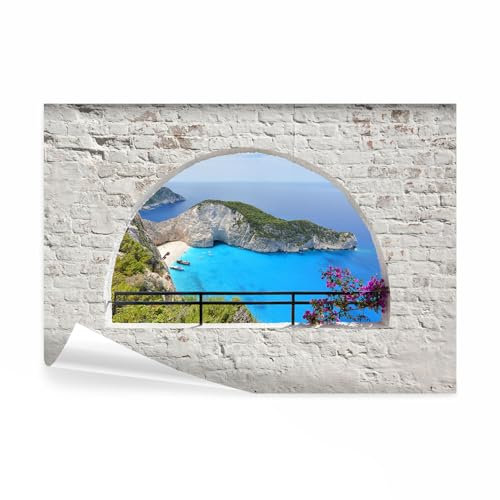decomonkey - Papier Peint Panoramique Nature Paysage 350x256 cm - Décoration murale moderne – Tapisserie décorative pour chambre salon - Paysage de plage en grèce
