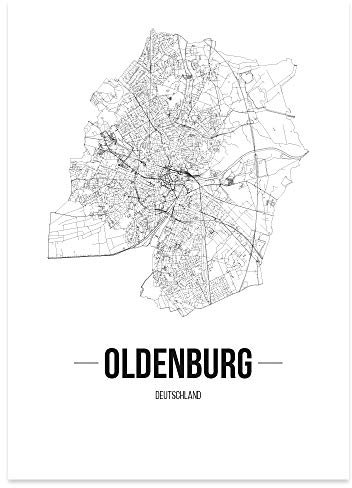 JUNIWORDS Stadtposter - Wähle Deine Stadt - Oldenburg - 40 x 60 cm Poster - Schrift B - Weiß