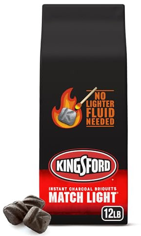 Kingsford Match Light Instant Charcoal Briquettes, BBQ Charcoal for Grilling, Ready in 10 Minutes, No Lighter Fluid or Starter Needed, 12 lbs