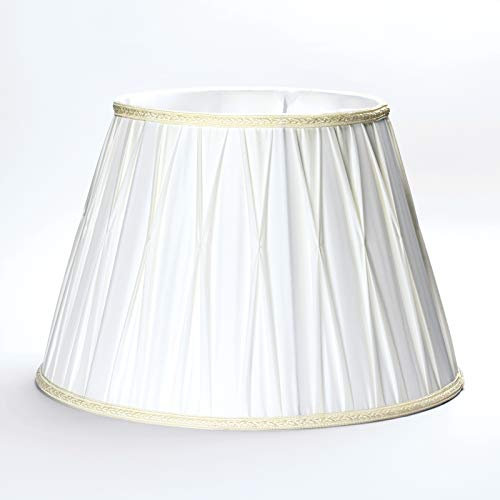 Ersatz Lampenschirm Stoffschirm creme weiß Schirm Aufnahme f. Fassung E27 Goldkante mit Borte Stoff (Ø 40cm)