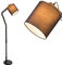 Stehlampe Modern Wohnzimmer Grau Stehleuchte Standlampe Stoffschirm 21 cm (Verstellbar, Wohnzimmerlampe, Retro, Höhe 157 cm, Textil Lampenschirm, E27-Fassung)