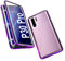 DoubTech Hülle für Huawei P30 Pro Magnetische Adsorption Tech Handyhülle 360 Grad Schutz Aluminiumrahmen Gehärtetes Glas Starke Magneten Einbaurahmen Stoßfest Metall Flip Cover - Lila