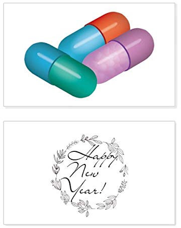 Capsule pilule de soins de santé Motif Nouvel An Carte commémorative Bless Message